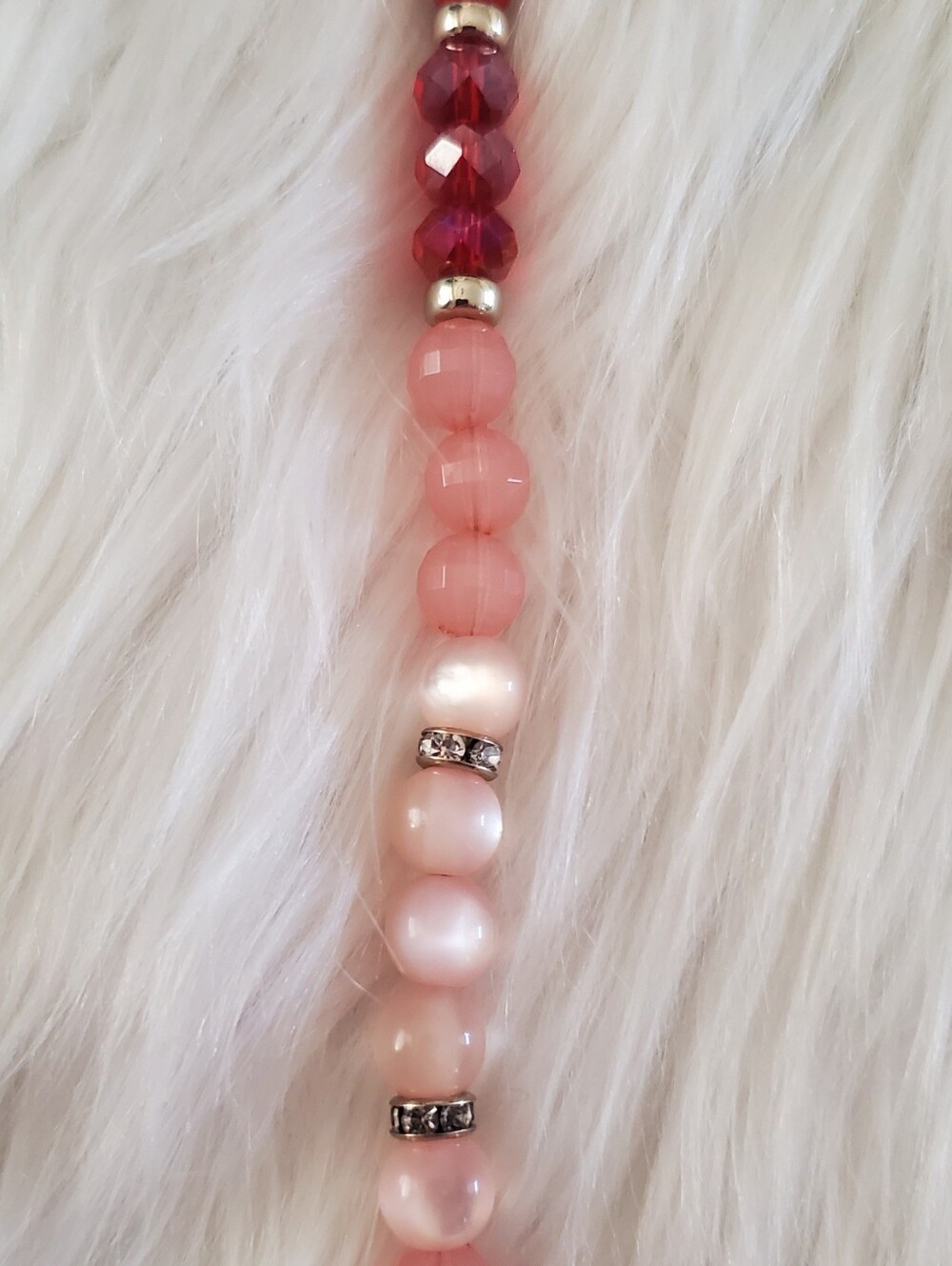 WHBM Pink, Berry Beaded Tassel Necklace & Stretch Bracelet Set | Crystal Accents - Picture 5 of 10